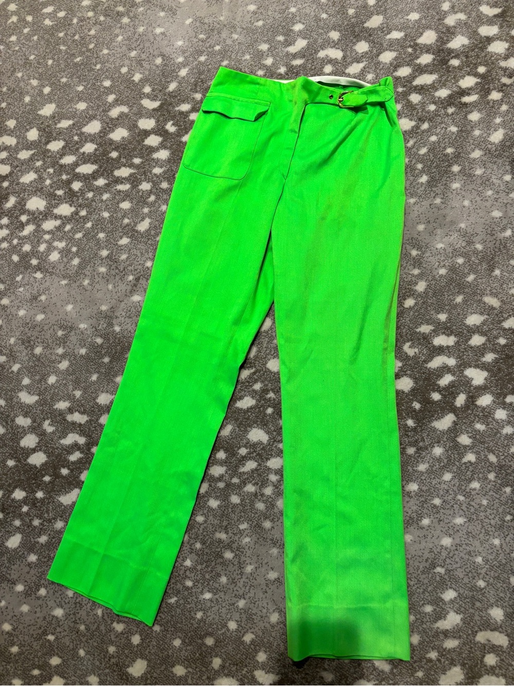 Vintage Neon Green Boot-Cut Pants